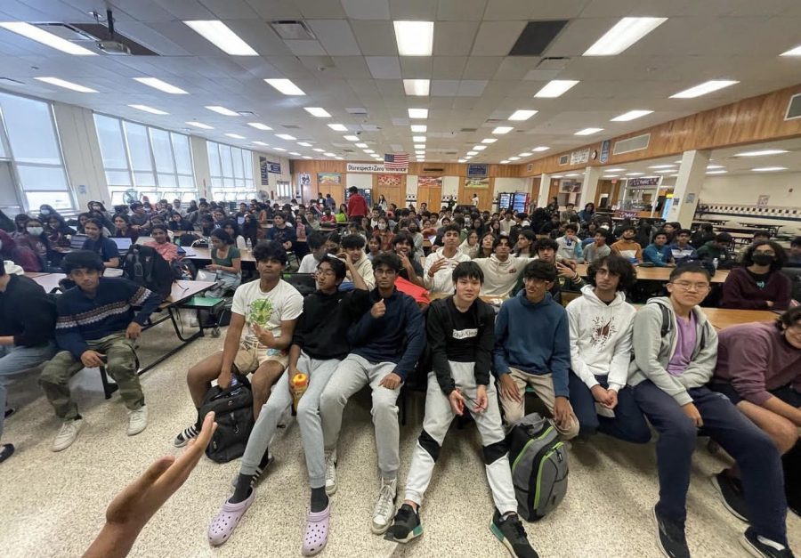 Students gather for the JPS Research Society's first after-school meeting.